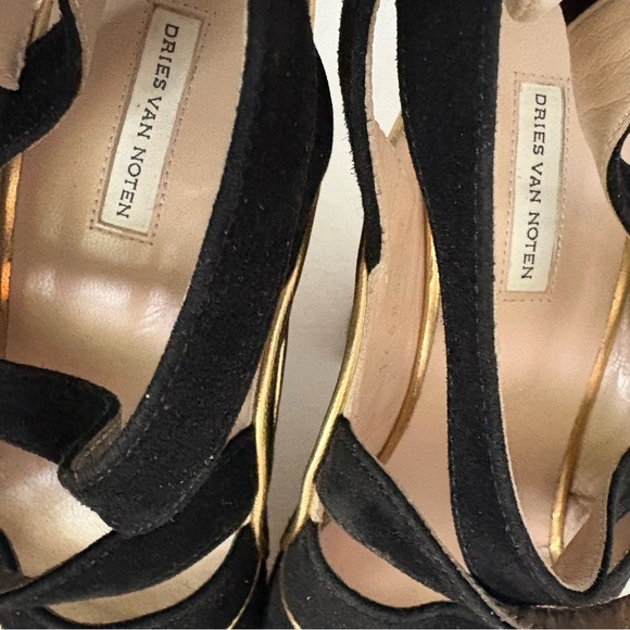 Dries Van Noten black suede sandals red snakeskin platform gold RTW SS 2014 - Picture 6 of 14